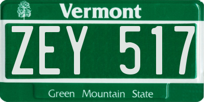 VT license plate ZEY517