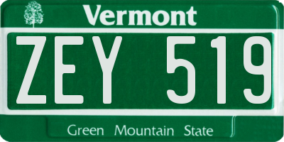 VT license plate ZEY519