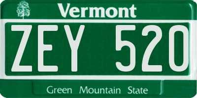 VT license plate ZEY520