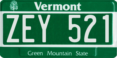 VT license plate ZEY521