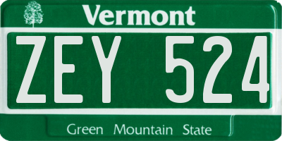 VT license plate ZEY524