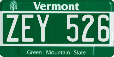VT license plate ZEY526