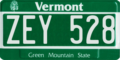 VT license plate ZEY528