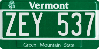 VT license plate ZEY537