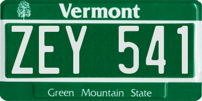 VT license plate ZEY541