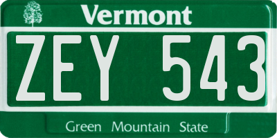 VT license plate ZEY543