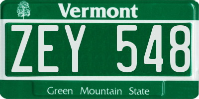 VT license plate ZEY548