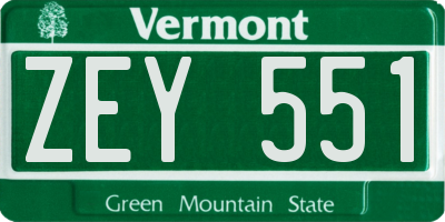VT license plate ZEY551