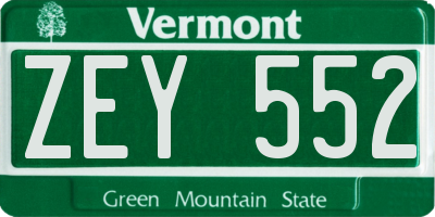 VT license plate ZEY552