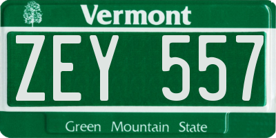 VT license plate ZEY557