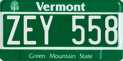 VT license plate ZEY558