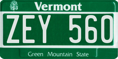 VT license plate ZEY560
