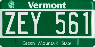 VT license plate ZEY561