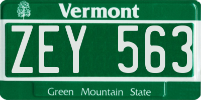 VT license plate ZEY563