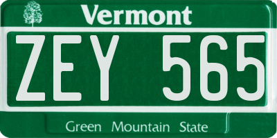 VT license plate ZEY565