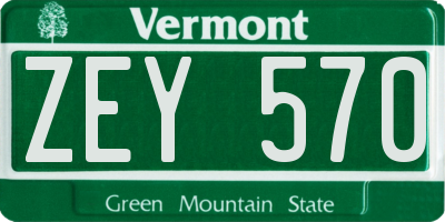 VT license plate ZEY570