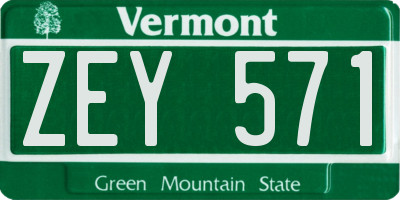 VT license plate ZEY571
