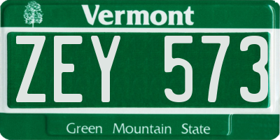 VT license plate ZEY573