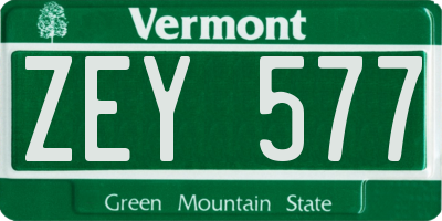 VT license plate ZEY577