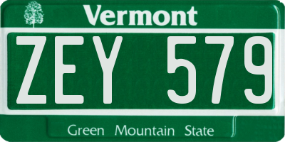 VT license plate ZEY579