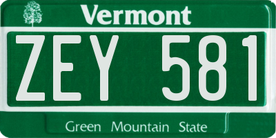 VT license plate ZEY581