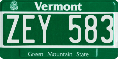 VT license plate ZEY583