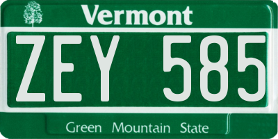 VT license plate ZEY585