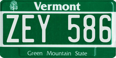 VT license plate ZEY586