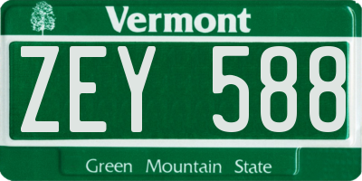 VT license plate ZEY588