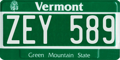 VT license plate ZEY589