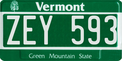 VT license plate ZEY593