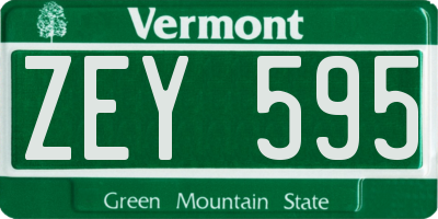 VT license plate ZEY595