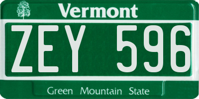 VT license plate ZEY596