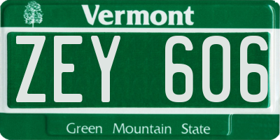 VT license plate ZEY606