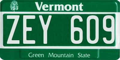 VT license plate ZEY609