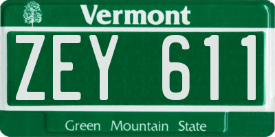 VT license plate ZEY611