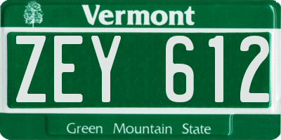VT license plate ZEY612