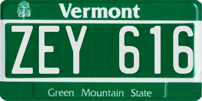 VT license plate ZEY616