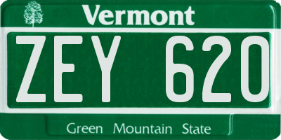 VT license plate ZEY620
