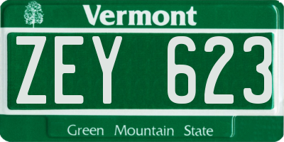 VT license plate ZEY623