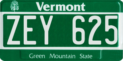 VT license plate ZEY625