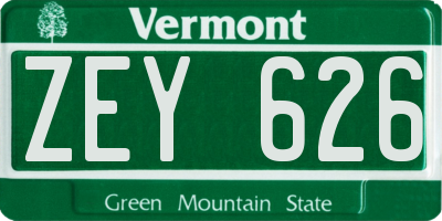 VT license plate ZEY626