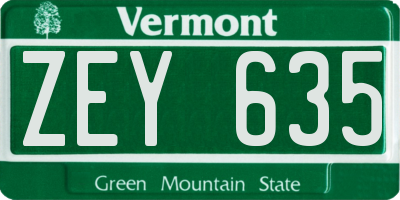 VT license plate ZEY635