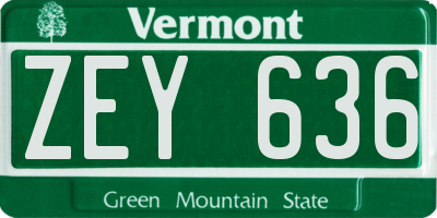 VT license plate ZEY636