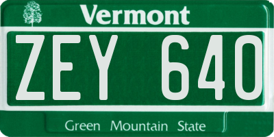 VT license plate ZEY640