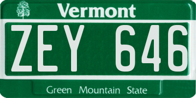VT license plate ZEY646