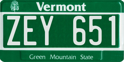 VT license plate ZEY651