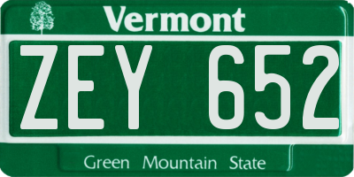 VT license plate ZEY652