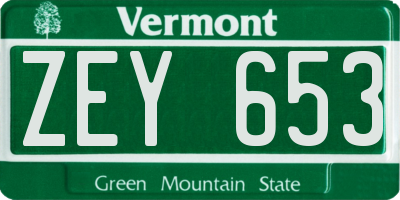 VT license plate ZEY653
