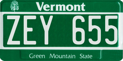 VT license plate ZEY655